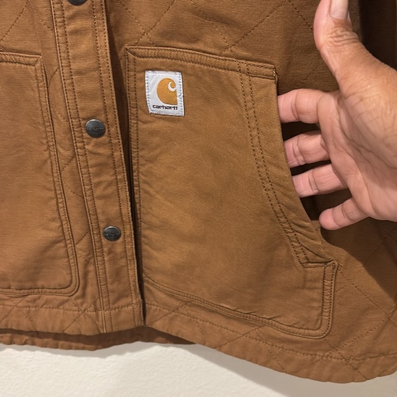 Carhartt women’s size large 12/14 canvas snap-front shirt jacket - Picture 6 of 13